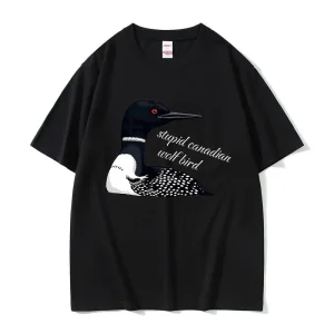 Stupid Canadian Wolf Bird Funny Meme T Shirt Heated Rivalry Movie Fan Gift Short Sleeve T-shirts Men Women Casual Cotton T-shirt